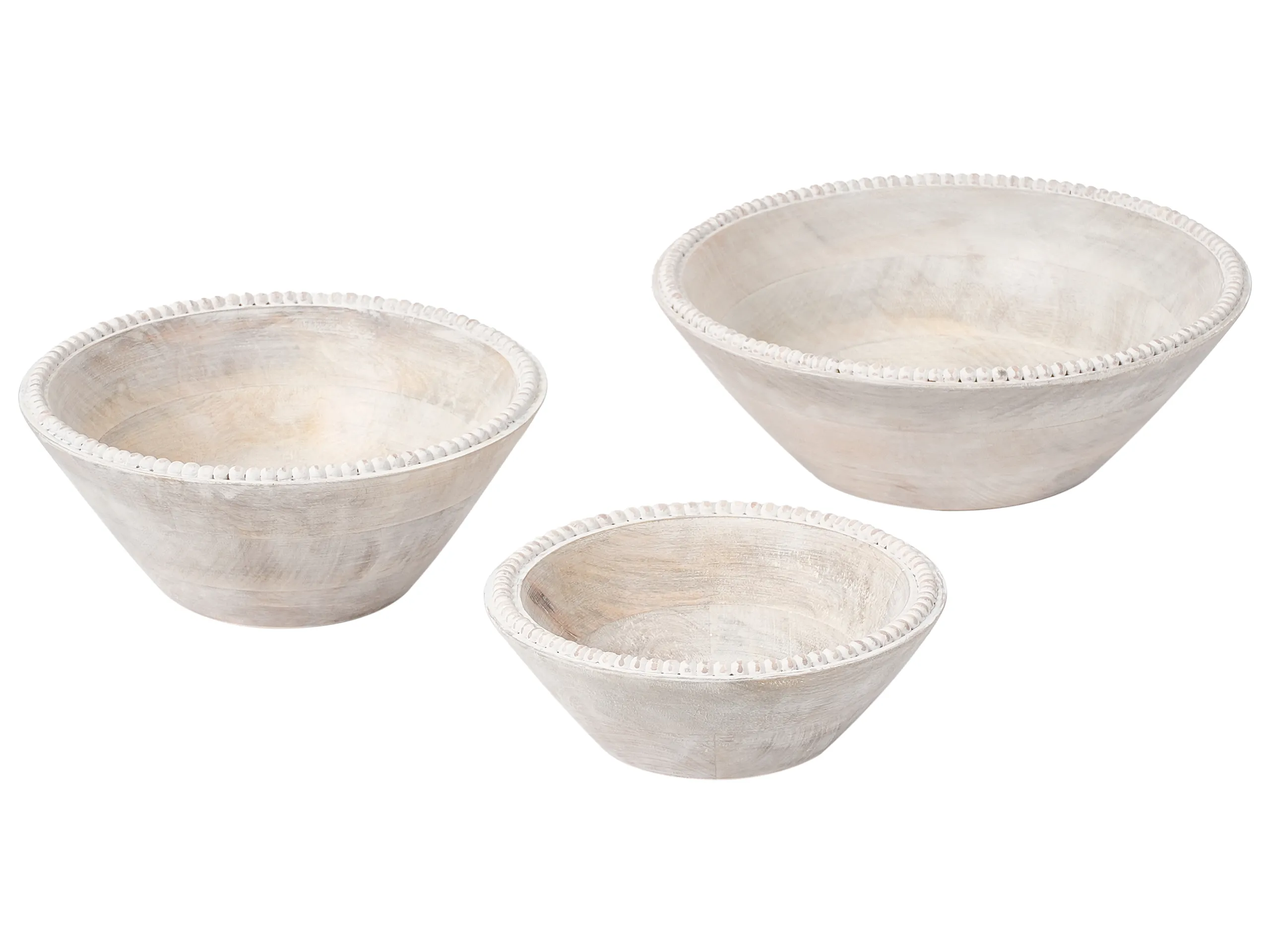 Set of 3 Bowls TANTA  Mango Wood Light Brown