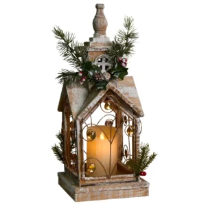 LED Lantern SYVANSI  Christmas Motif 46 cm Light Brown