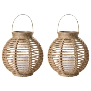 Set of 2 Solar Powered Lanterns SEBU  30 cm Natural