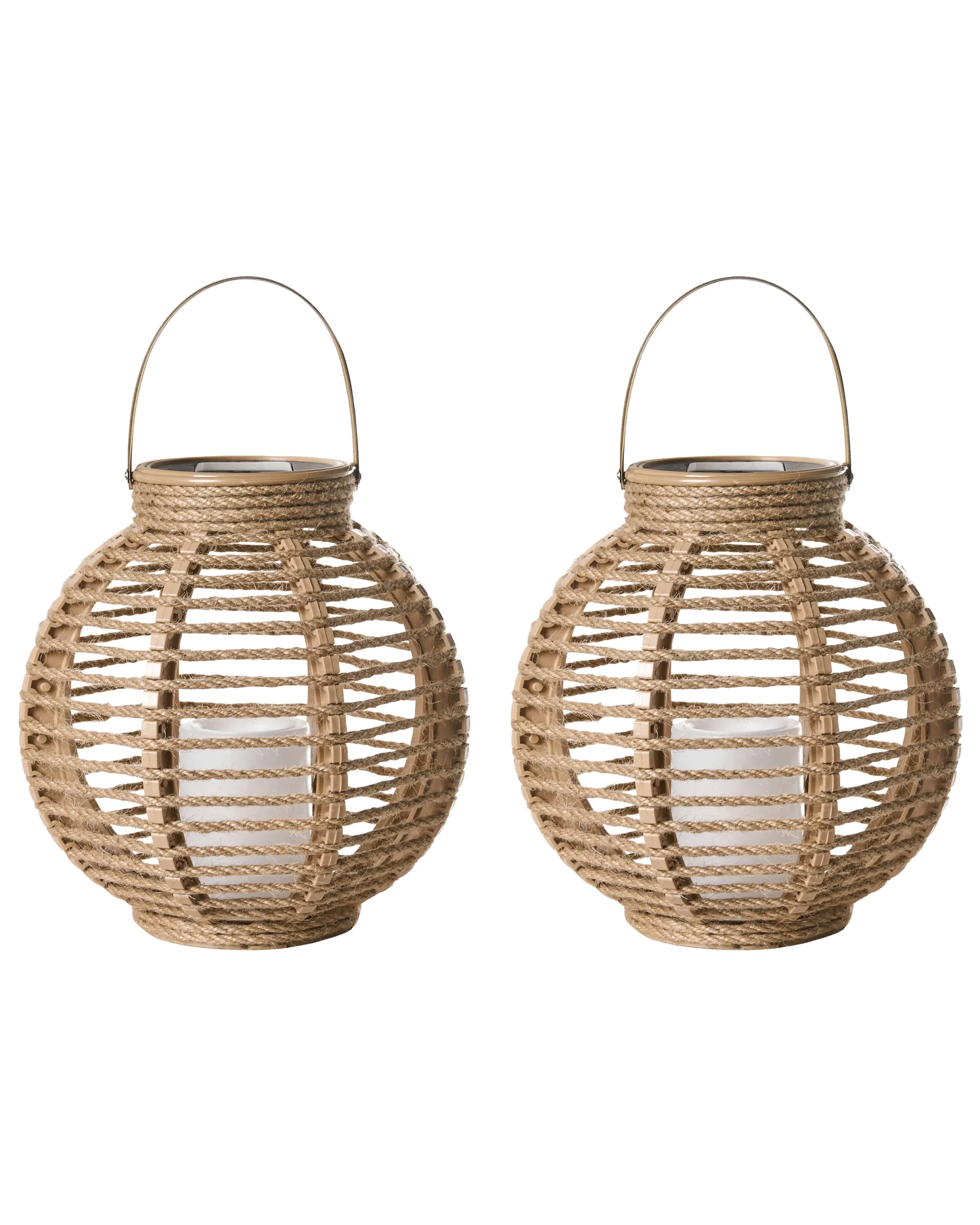 Set of 2 Solar Powered Lanterns SEBU  30 cm Natural