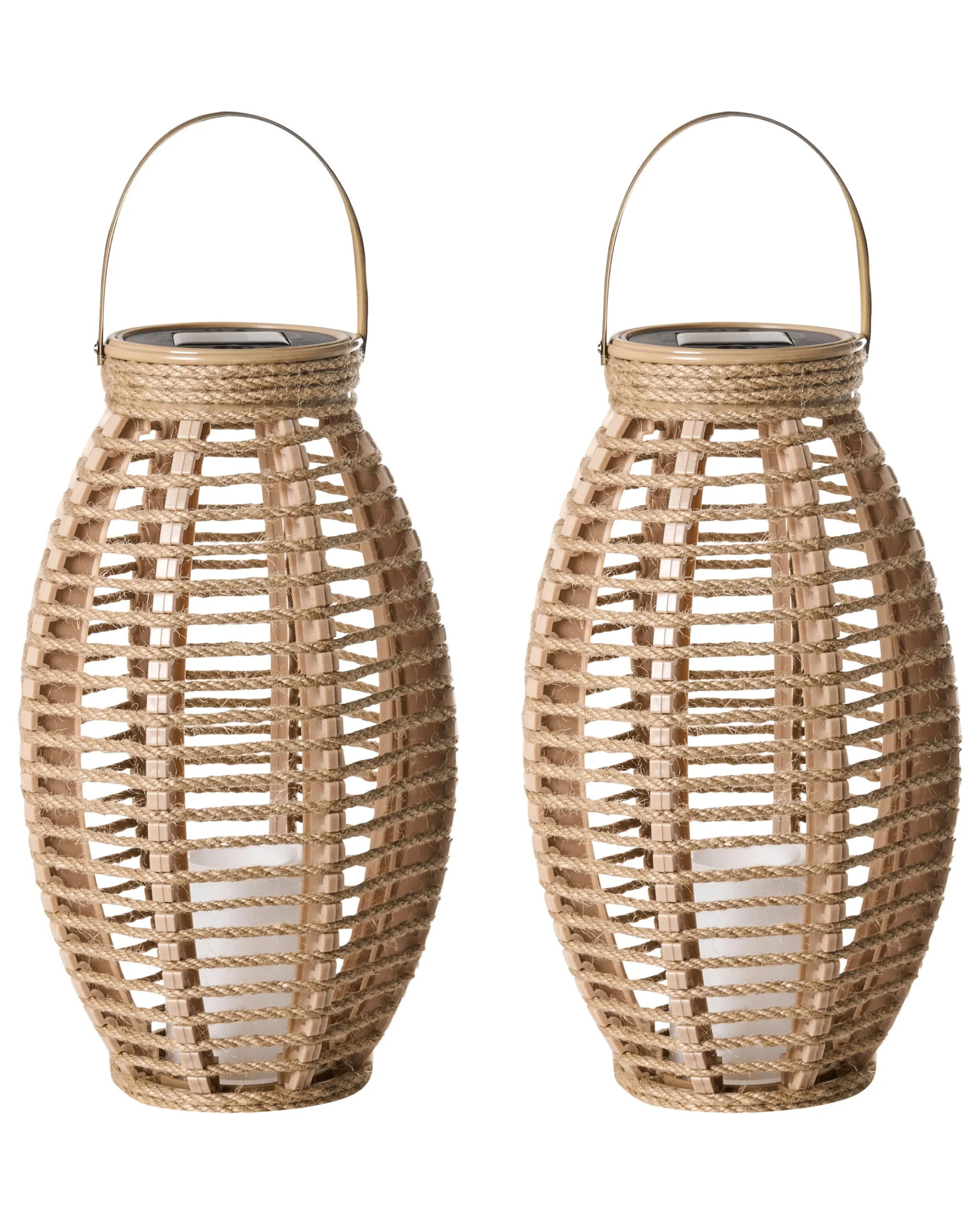Set of 2 Solar Powered Lanterns SHANGANI  40 cm Natural