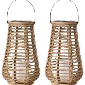 Set of 2 Solar Powered Lanterns GWAYI  34 cm Natural