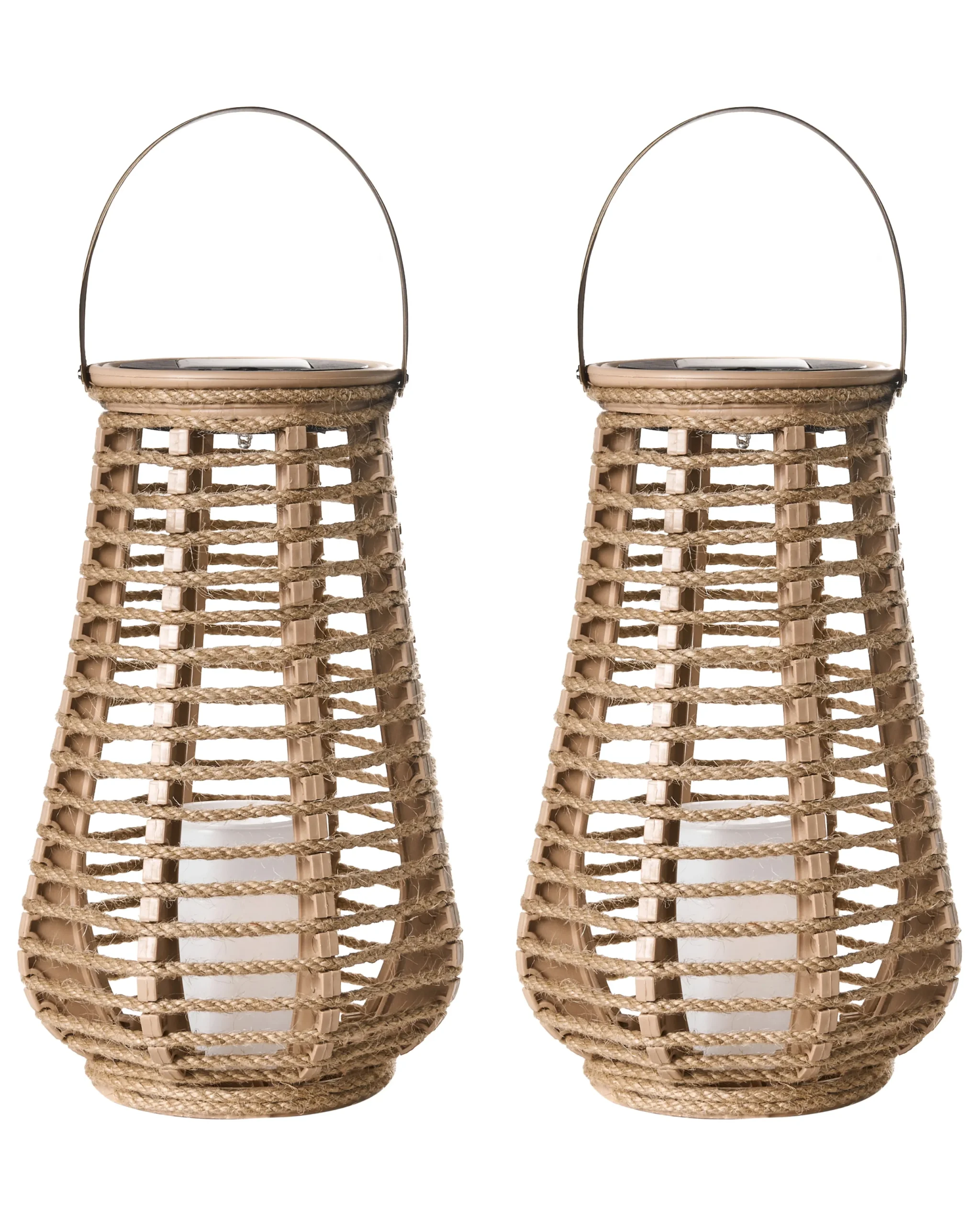 Set of 2 Solar Powered Lanterns GWAYI  34 cm Natural