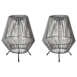Set of 2 Solar Powered Lanterns VUNGU  27 cm Grey