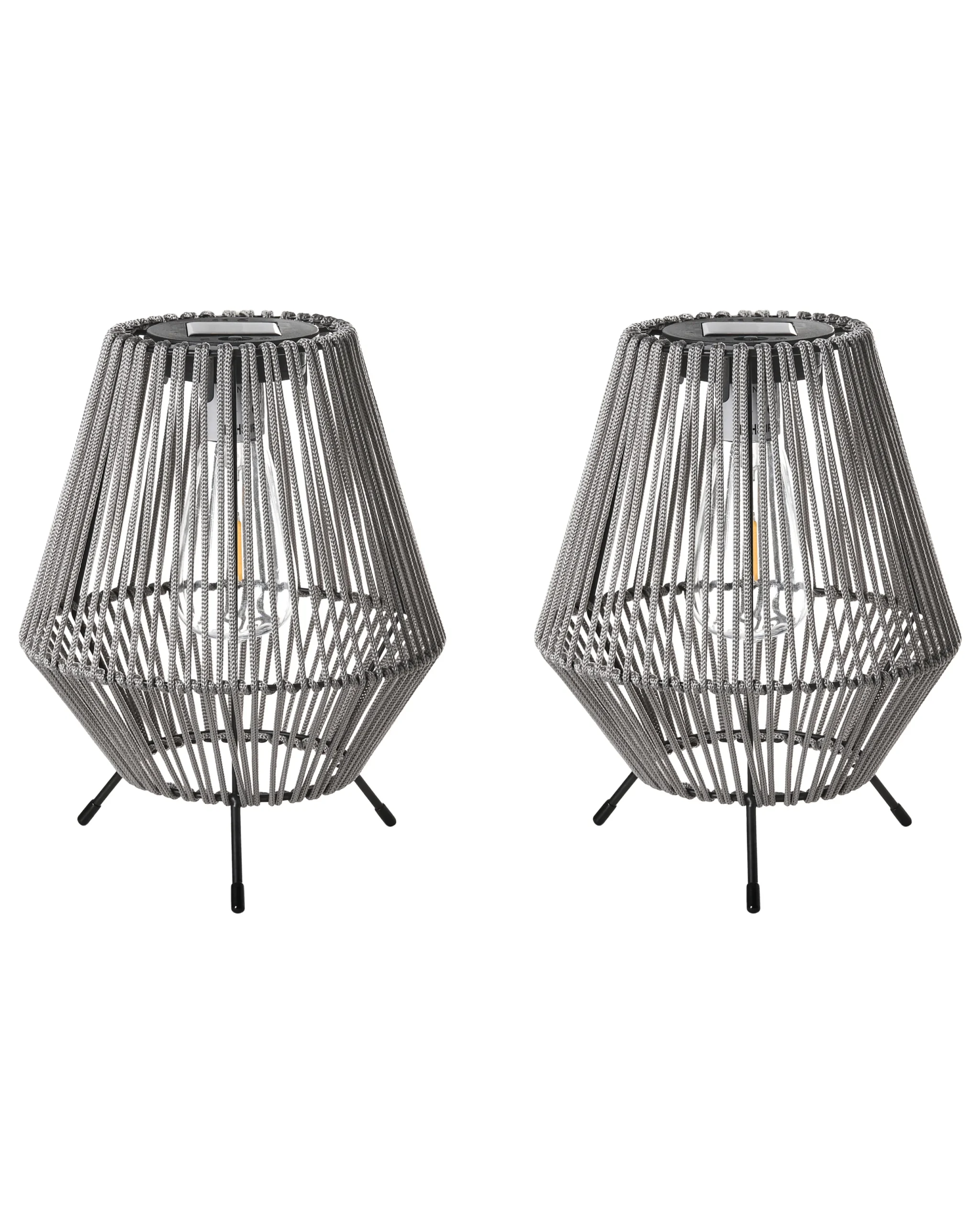 Set of 2 Solar Powered Lanterns VUNGU  27 cm Grey