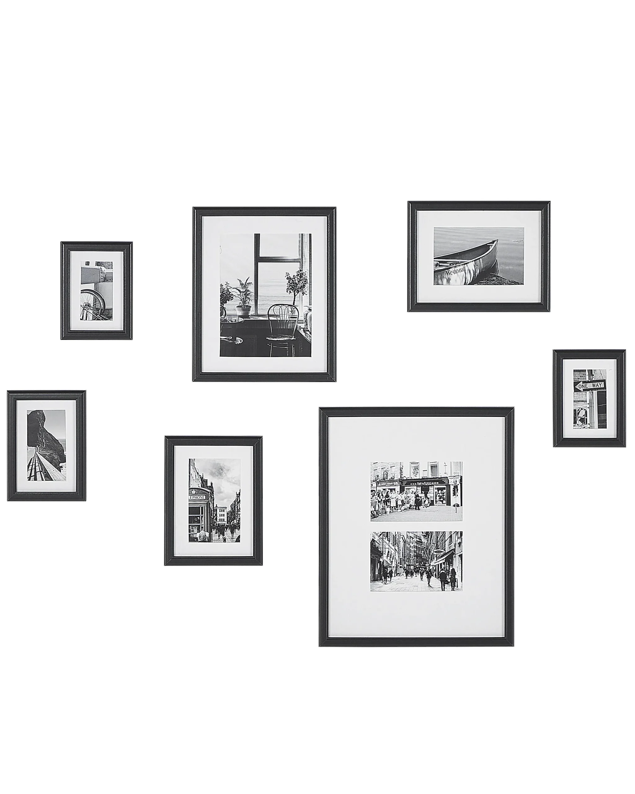 Set of 7 Photo Frames ZINARE  Urban Motif Black